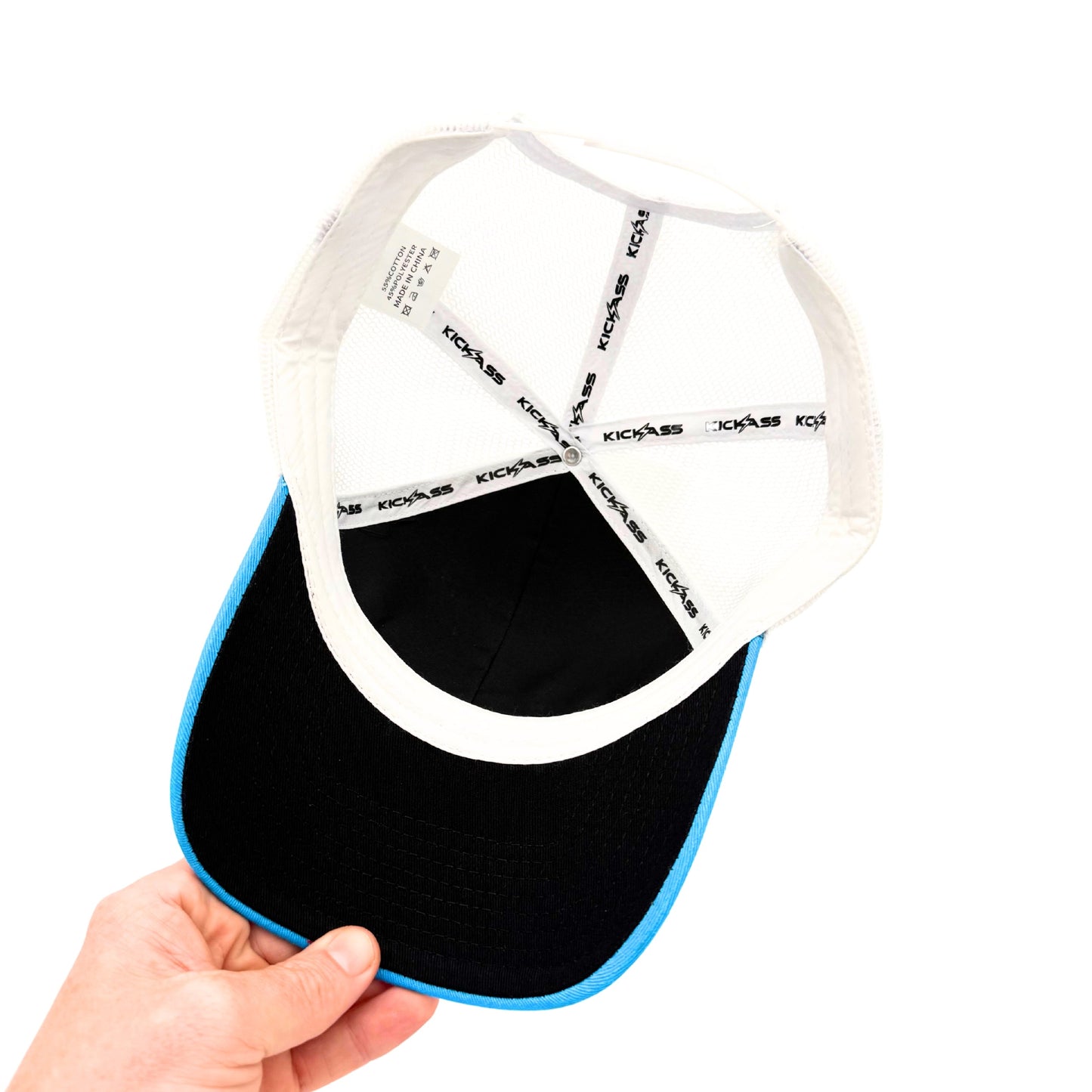 KickAss Snapback Trucker Cap - Blue and White - KickAss Products USA