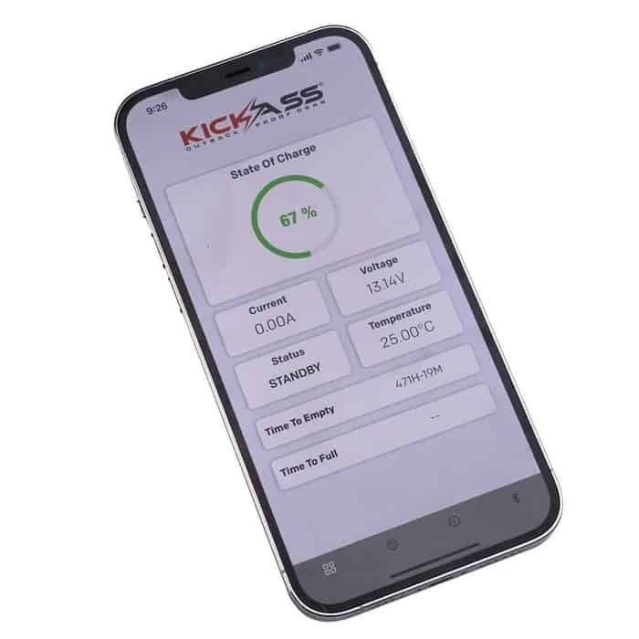 KickAss 12V Ultra Slim 105AH Lithium Battery with Bluetooth