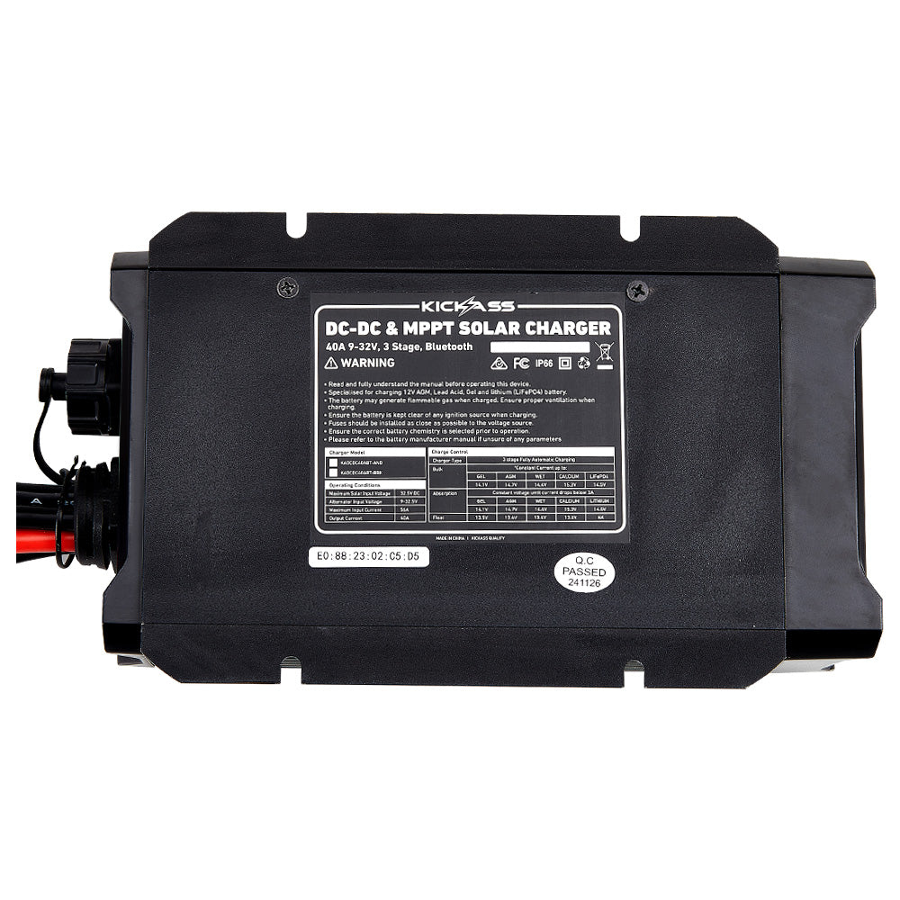KickAss Smart 12V/24V 40A DCDC Charger With Solar MPPT + Integrated Bluetooth + Pre-Wired Anderson - KickAss Products USA