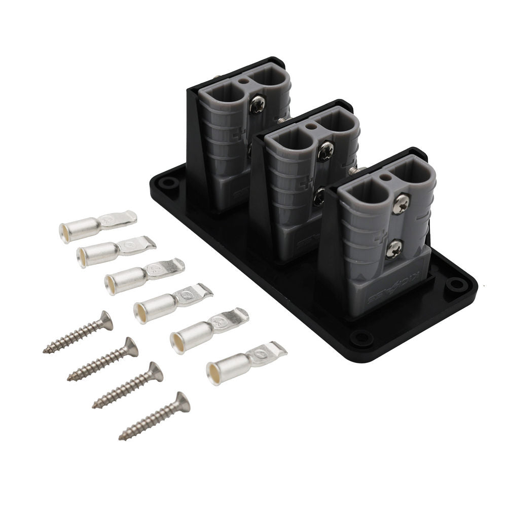 KickAss Triple 50A Anderson Flush Mount 2 Hole Panel | Grey 50A Connector