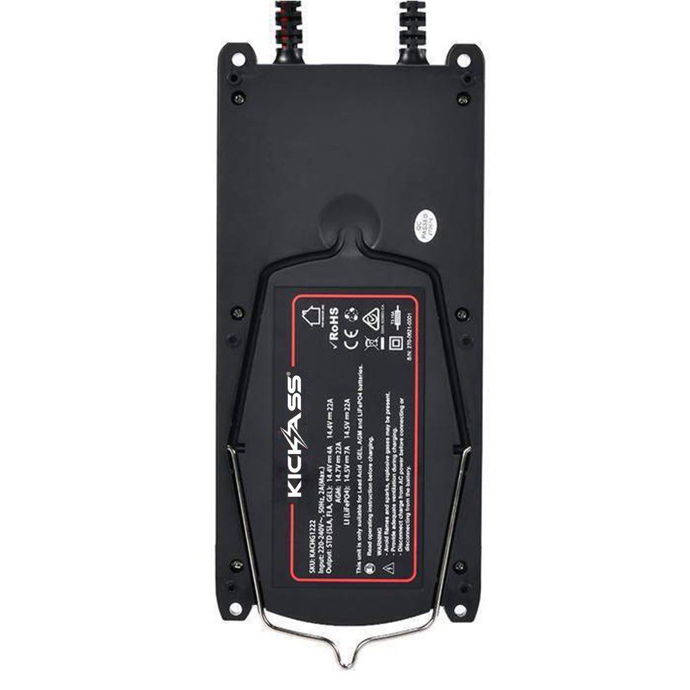 KickAss 12V 120Ah Slimline Deep Cycle AGM Battery Twin Pack With 22Amp Charger & Cables