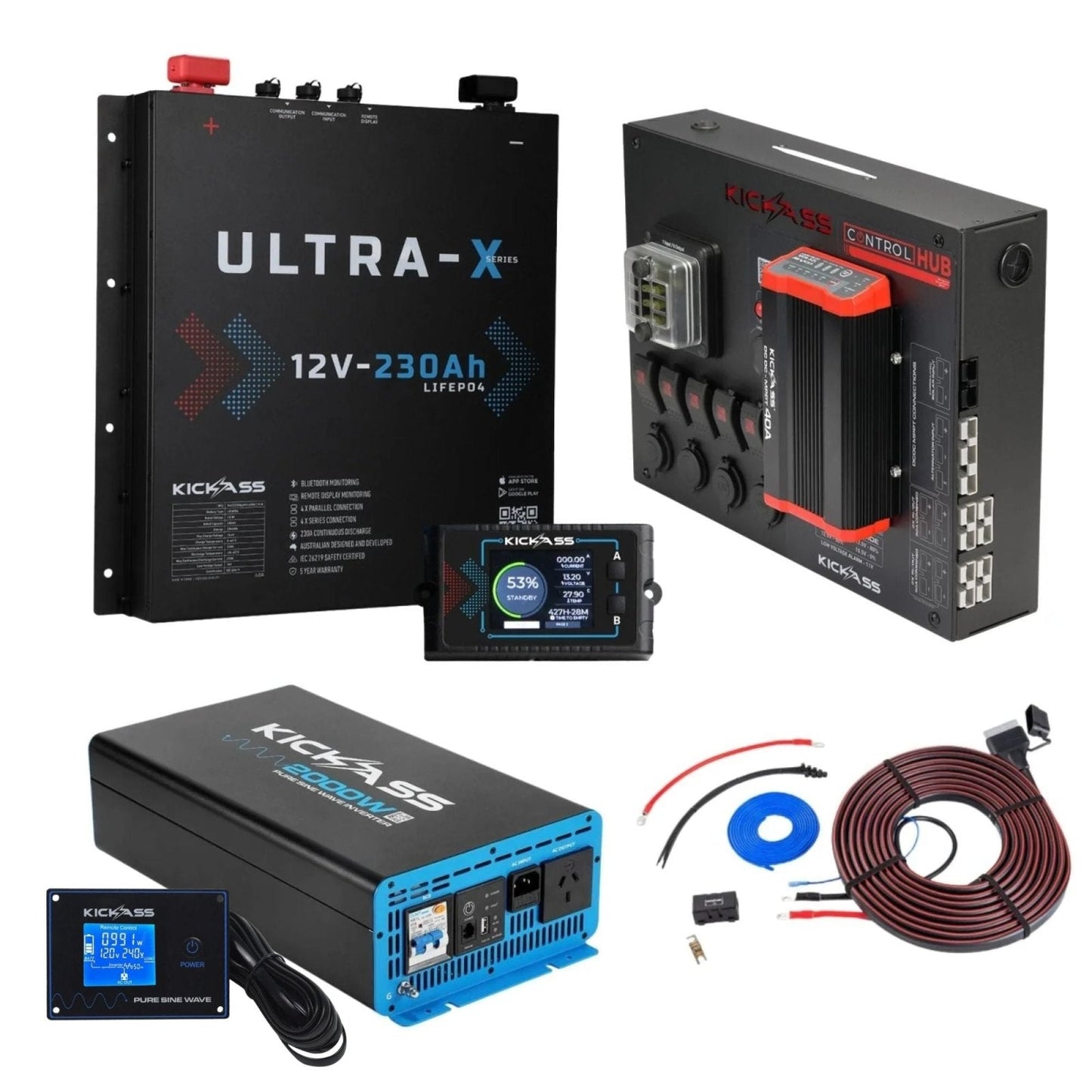 KickAss ProductsKickAss 230Ah Ultra - X Slimline Lithium Dual Battery Kit - Complete Touring SystemKA230UXSLIMCOMPCKIT