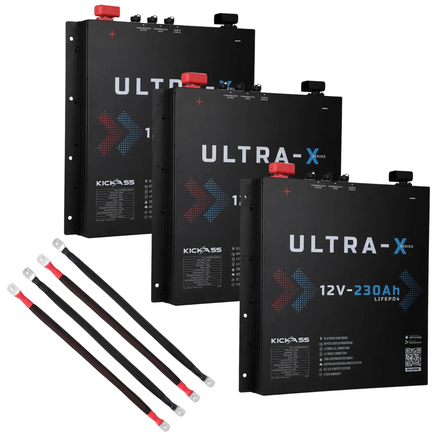 KickAss ProductsKickAss 690Ah Ultra X Slimline Lithium Battery Kit with Linking CablesKA - ULTRAX690AH - LINKKIT