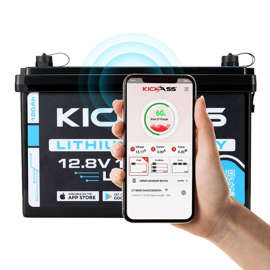 KickAss ProductsKickAss Smart 12V 120Ah Lithium Deep Cycle Battery LiFePO4KA12120X - LION