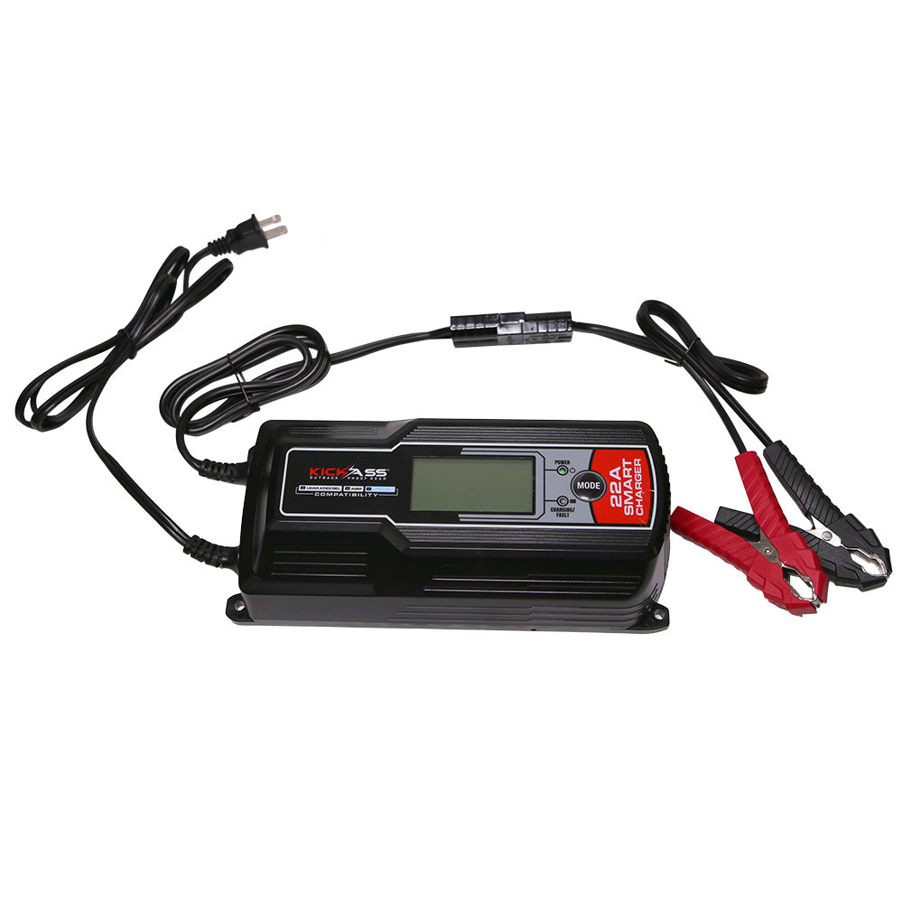 KICKASS 12V 22 Amp - 9 Stage Automatic Battery Charger for AGM & Lithium Batteries - KickAss Products USA
