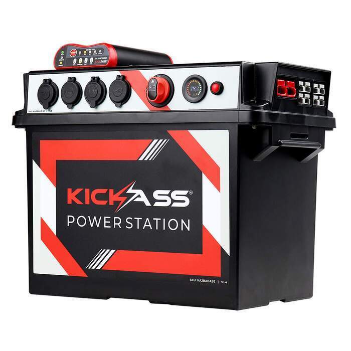 KickAss Portable Power Station with Integrated 25A DCDC Charger - KickAss Products USA, 12 Volt Power Station, 12 Volt Power, Power Station, KickAss Portable Power Station, Portable Plug and Play Charger, Aux Battery Box, Ultimate Battery Box, Best Battery Box, Best Power Station, Battery Charger, Power Solution, DCDC Power Box, Traveling Power Station, Portable Battery Box