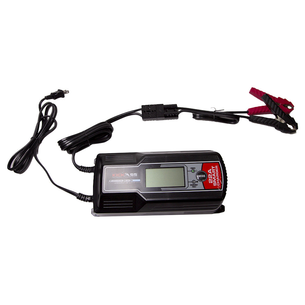 KICKASS 12V 22 Amp - 9 Stage Automatic Battery Charger for AGM & Lithium Batteries - KickAss Products USA