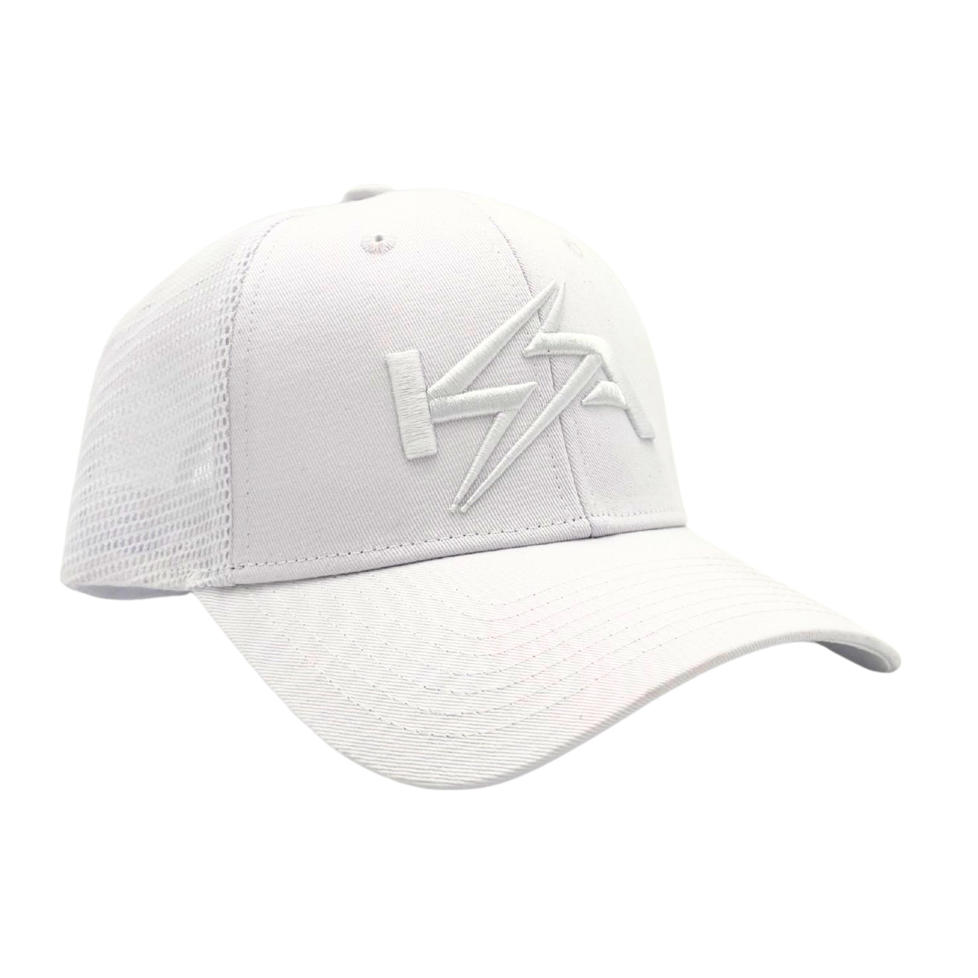 KickAss Snapback Trucker Cap - All White with White KA logo - KickAss Products USA