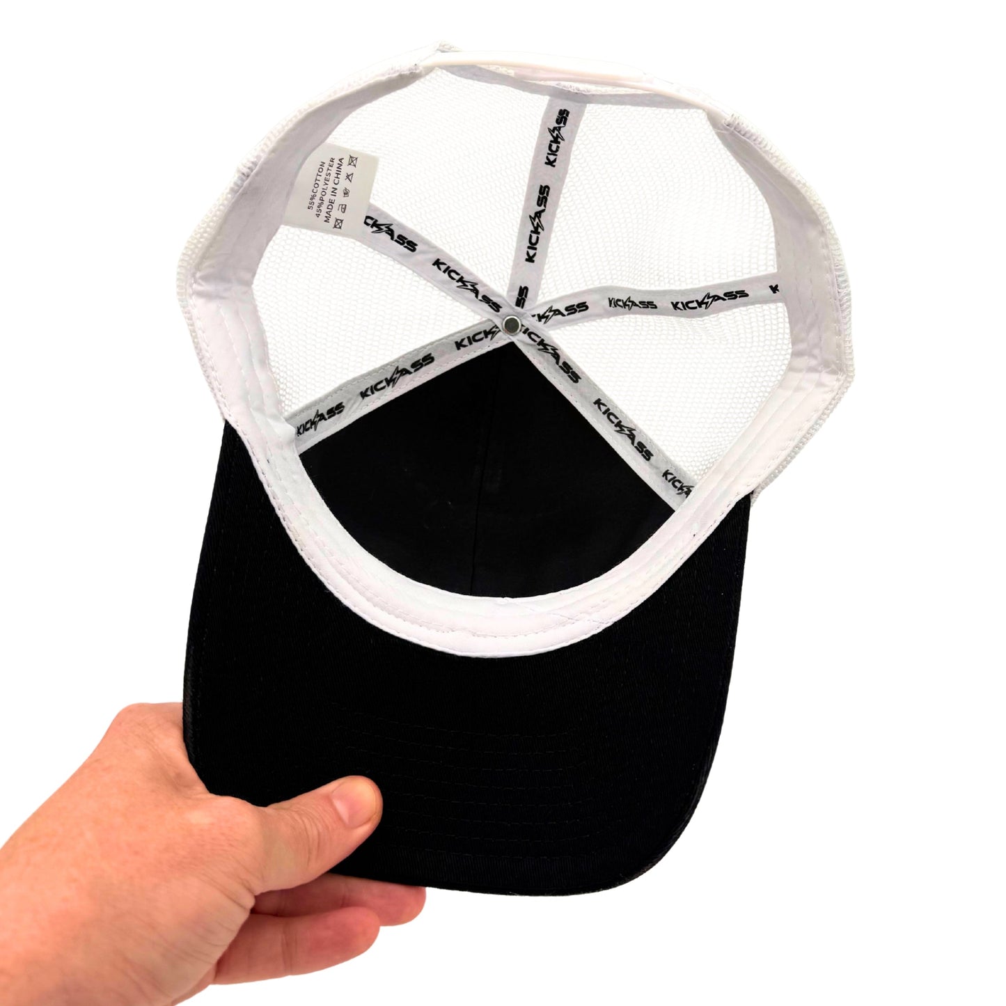 KickAss Snapback Trucker Cap - Black and White - KickAss Products USA