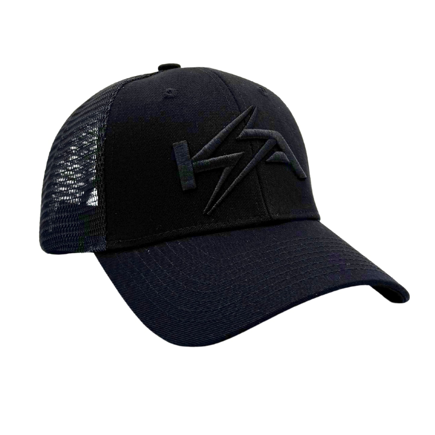 KickAss Snapback Trucker Cap - All Black with Black KA logo - KickAss Products USA