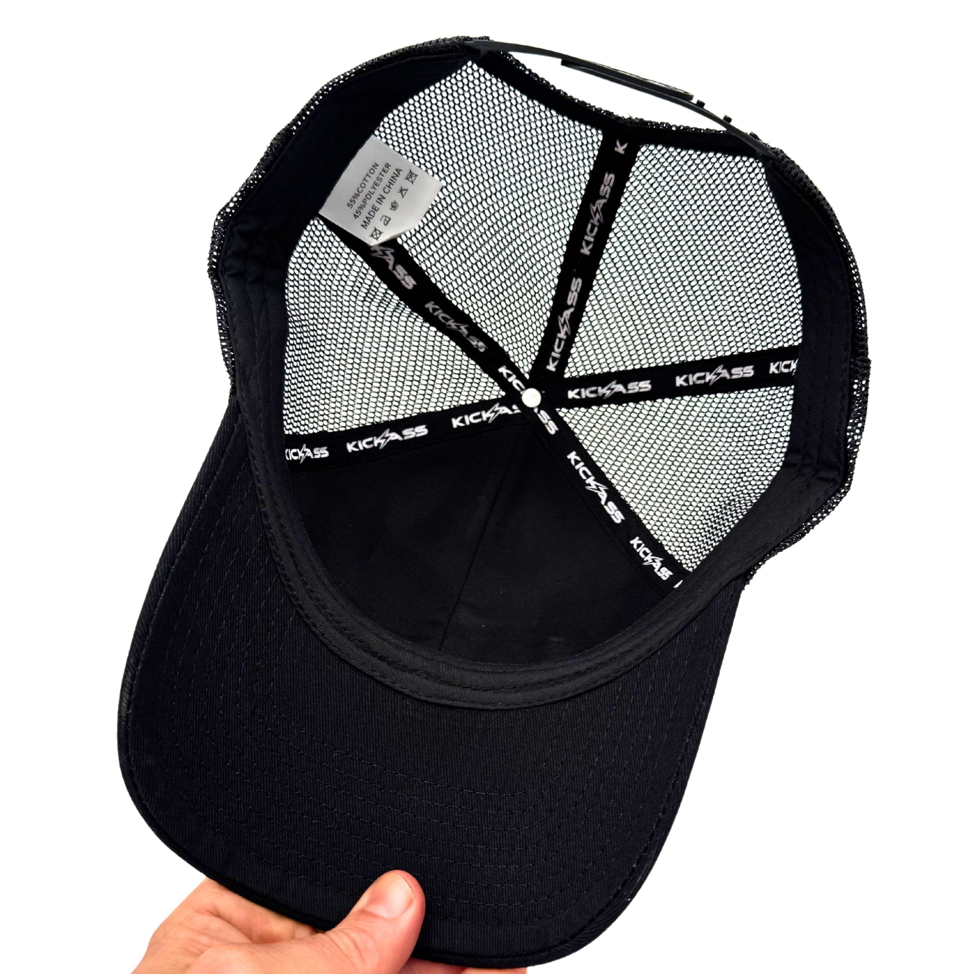 KickAss Snapback Trucker Cap - All Black with Black KA logo - KickAss Products USA