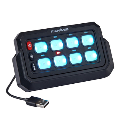 KickAss 12/24V 8 Gang Wireless Switch Panel with Magnetic Charging Cradle - MKII - KickAss Products USA