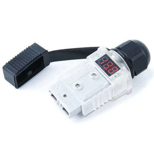 50A Anderson Plug Voltmeter - Clear Cover With Voltage Display - Black