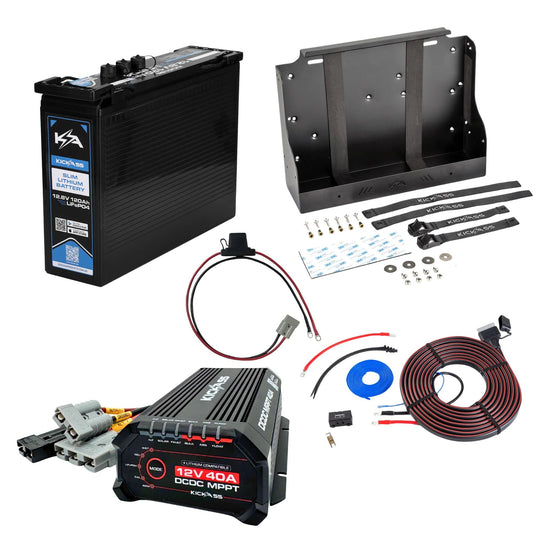 KickAss Smart 12V 120Ah Lithium Slimline Dual Battery Kit with 40A DCDC Charger, Tray & Wiring