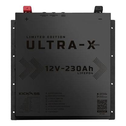 KickAss Ultra-X 230Ah 12V Deep Cycle Lithium Battery - Slimline BLACK EDITION