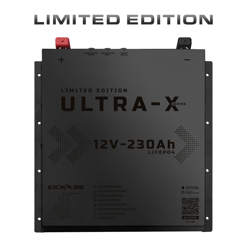 KickAss Ultra-X 230Ah 12V Deep Cycle Lithium Battery - Slimline BLACK EDITION
