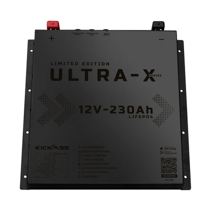 KickAss Ultra-X 230Ah 12V Deep Cycle Lithium Battery - Slimline BLACK EDITION