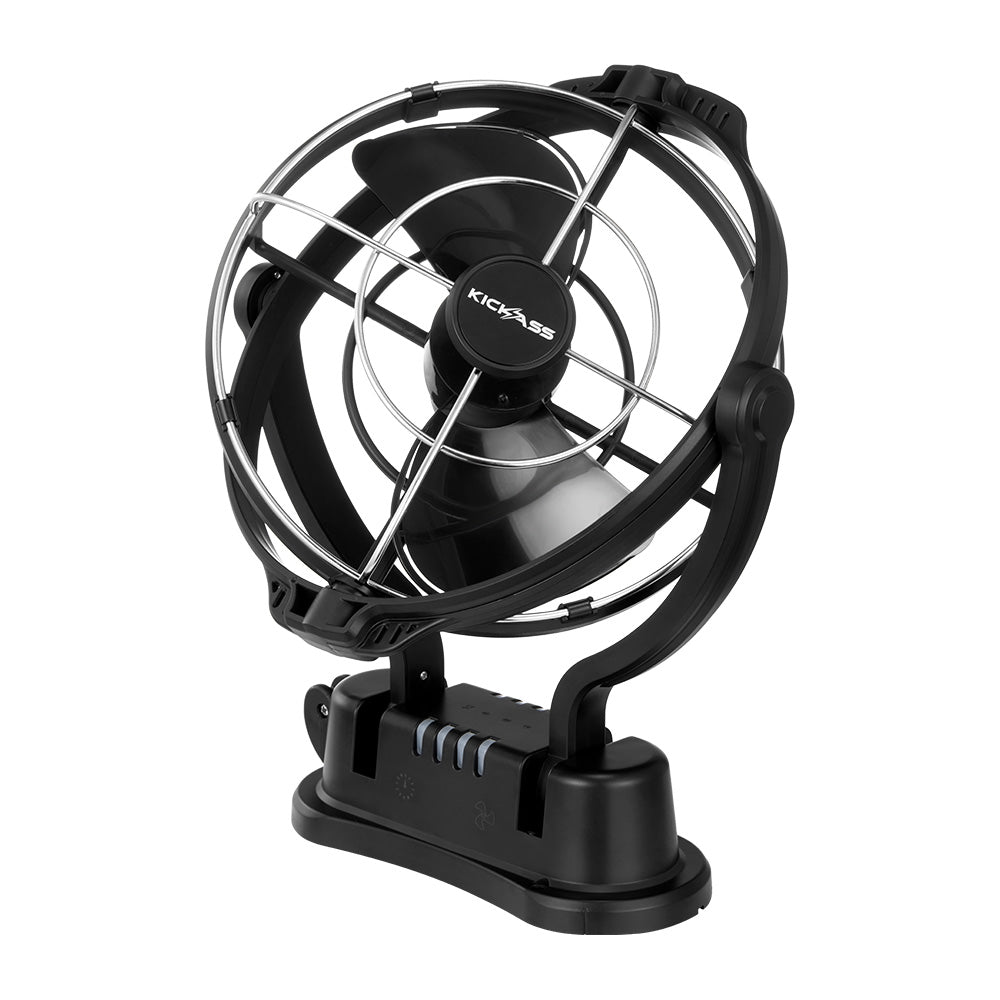 Kickass 12/24v 360°, 3 Speed Caravan fan, Black - KickAss Products USA