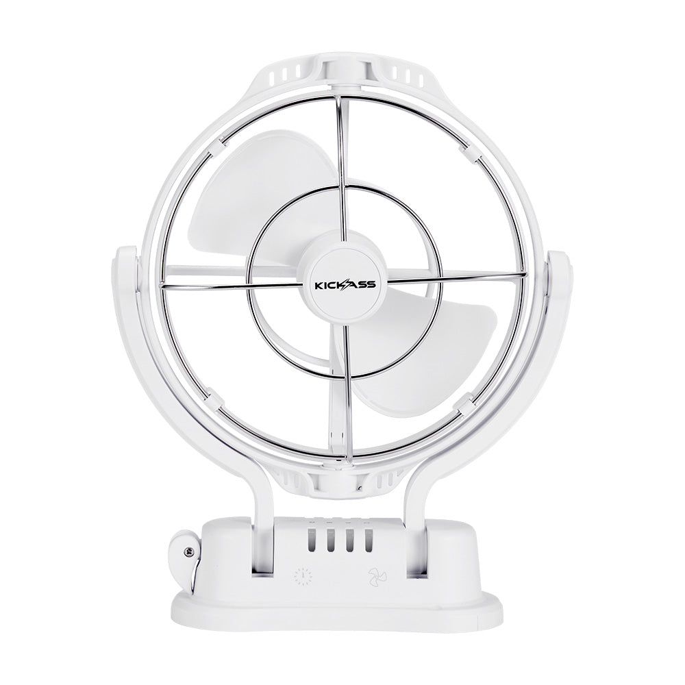 KickAss 12V / 24V 360°, 3 Speed Caravan Fan - White - KickAss Products USA