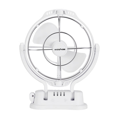 KickAss 12V / 24V 360°, 3 Speed Caravan Fan - White - KickAss Products USA