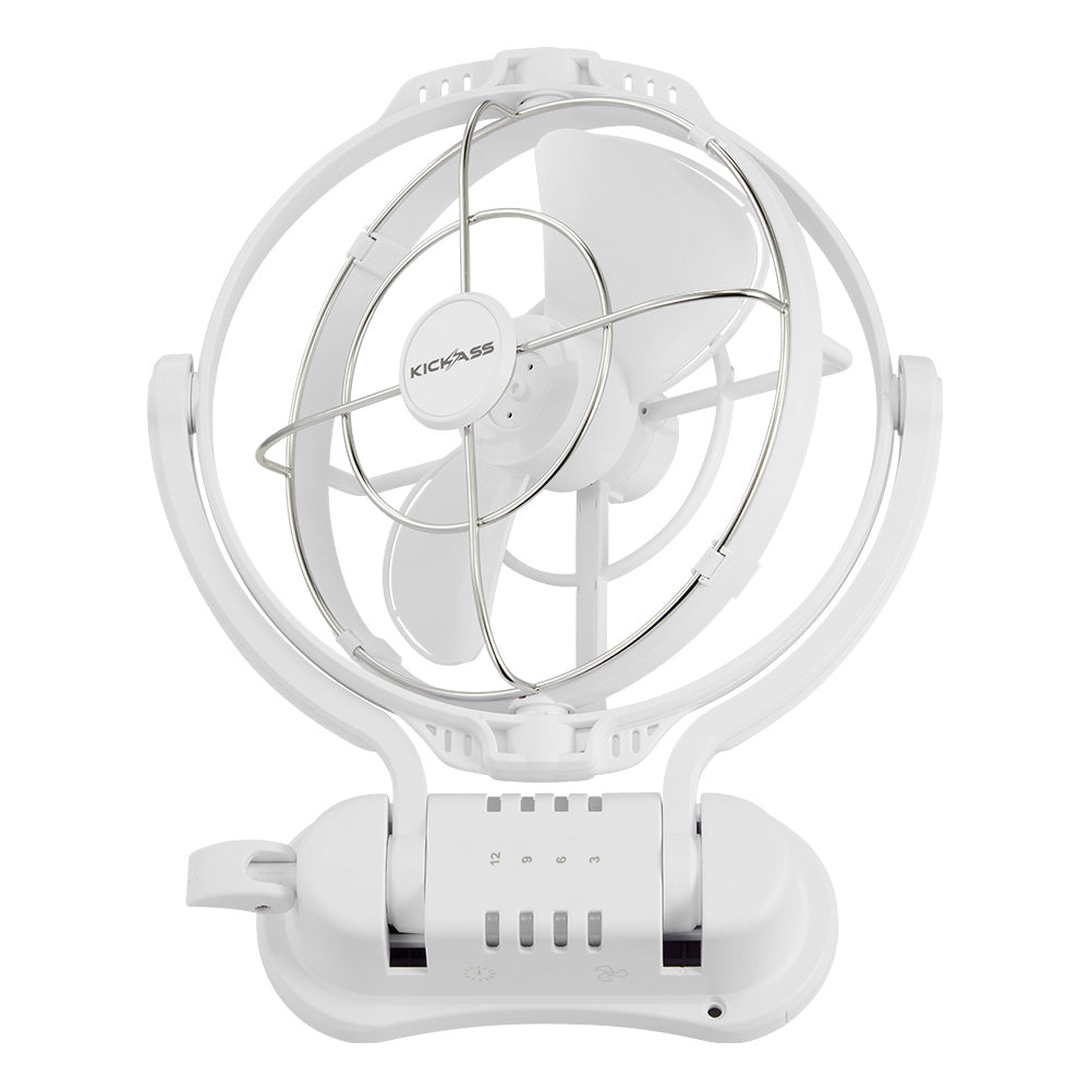 KickAss 12V / 24V 360°, 3 Speed Caravan Fan - White - KickAss Products USA
