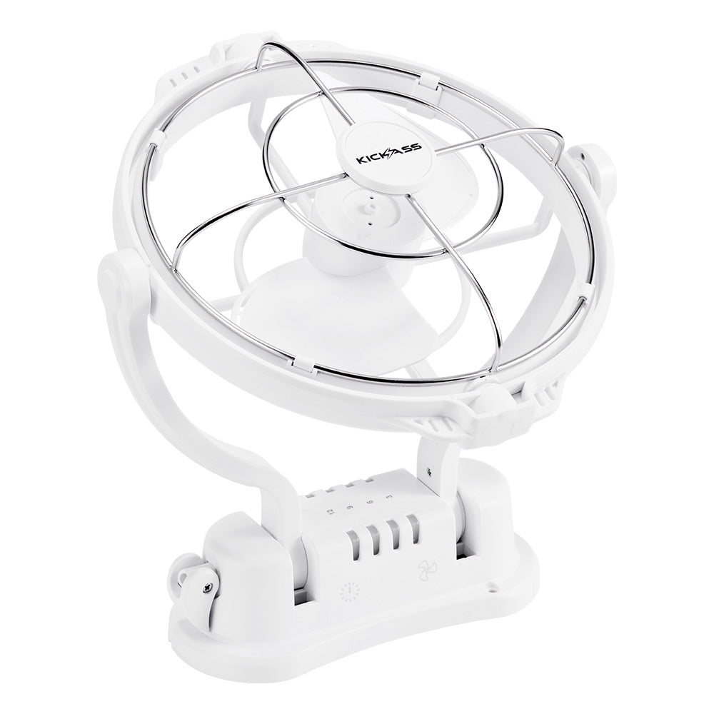 KickAss 12V / 24V 360°, 3 Speed Caravan Fan - White - KickAss Products USA
