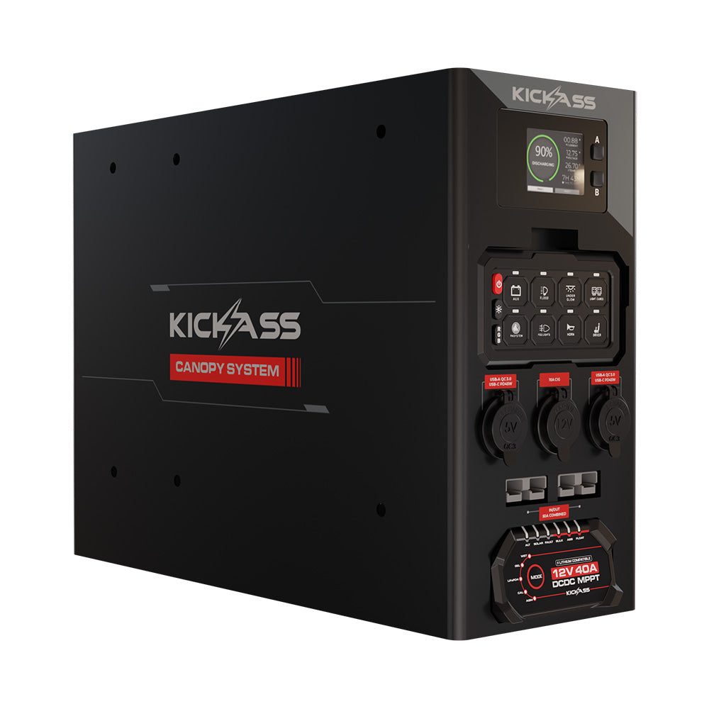 KickAss 12V Wireless Canopy Power System with 40A DCDC Charger + Integrated Bluetooth