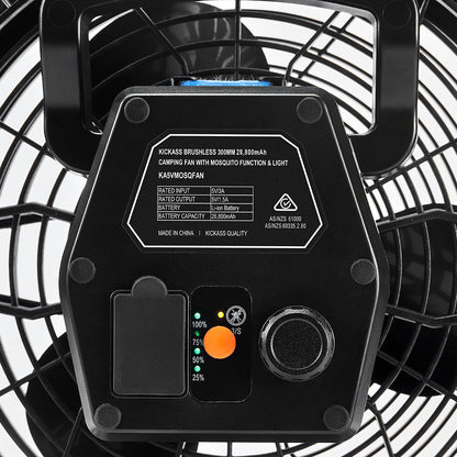 KickAss Brushless 300mm 28800mAh Camping Fan with Mosquito Function & light