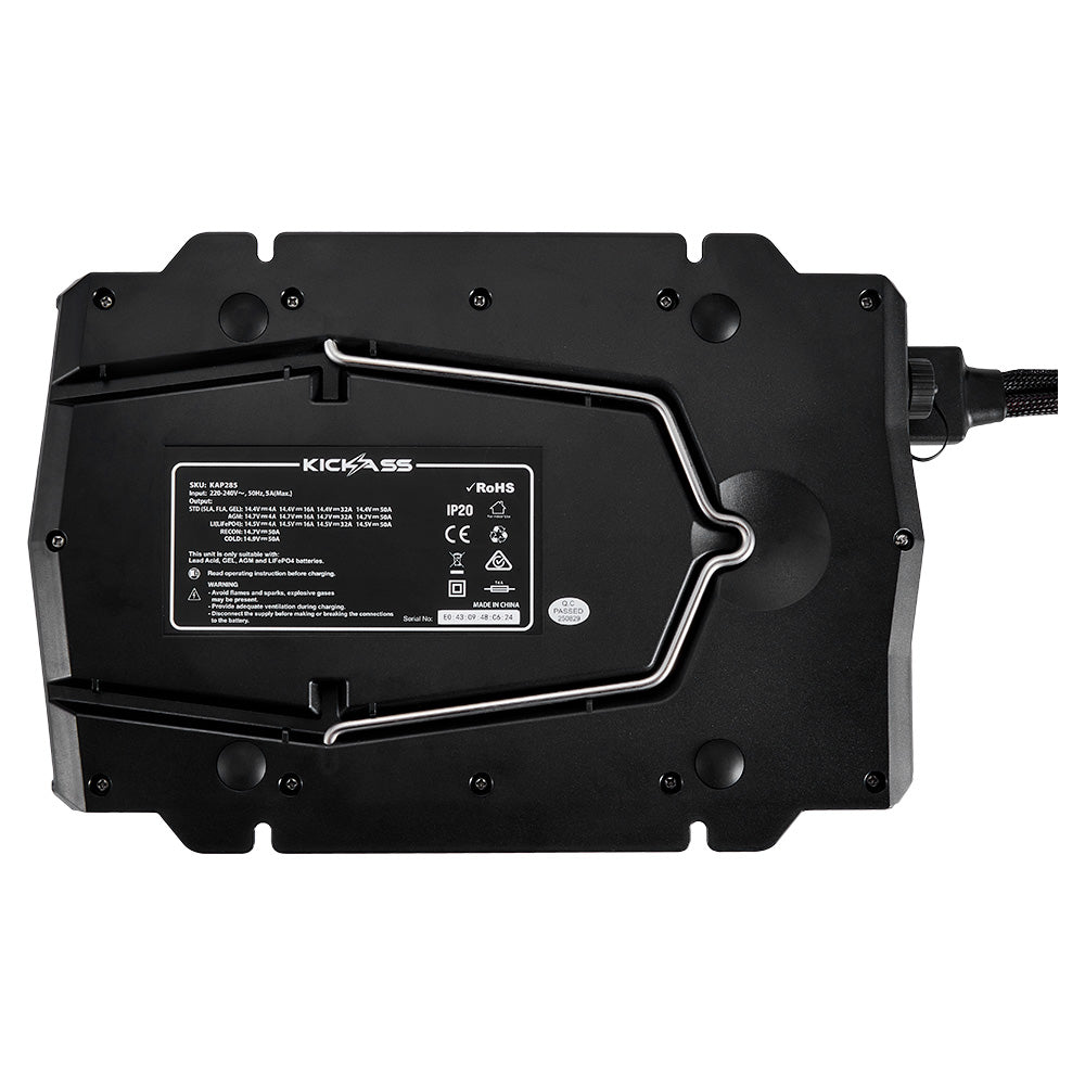 KickAss Flexicharge 12V 50A ACDC Smart Battery Charger For Lead Acid, AGM & Lithium Batteries + Integrated Bluetooth