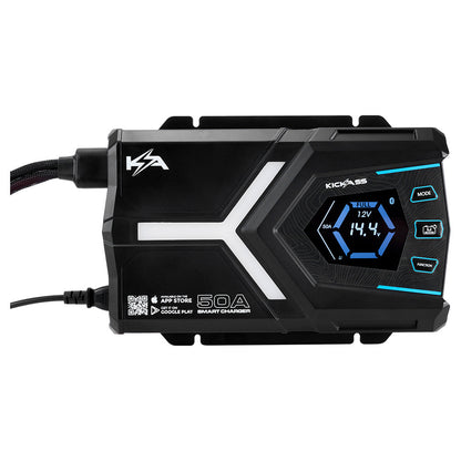 KickAss Flexicharge 12V 50A ACDC Smart Battery Charger For Lead Acid, AGM & Lithium Batteries + Integrated Bluetooth