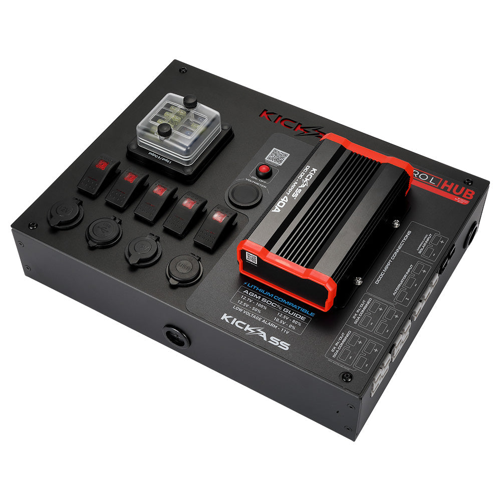 KickAss 12V Control Hub / Panel with 40A DCDC Charger - KickAss Products USA