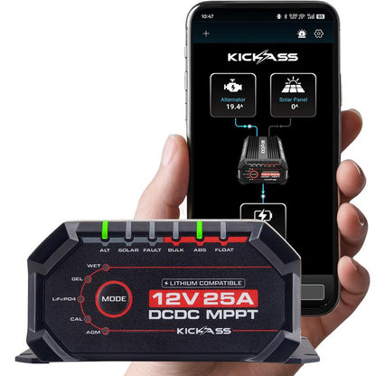 KickAss Smart 12V/24V 25A DCDC Charger With Solar MPPT + Integrated Bluetooth + Pre-Wired Anderson - KickAss Products USA