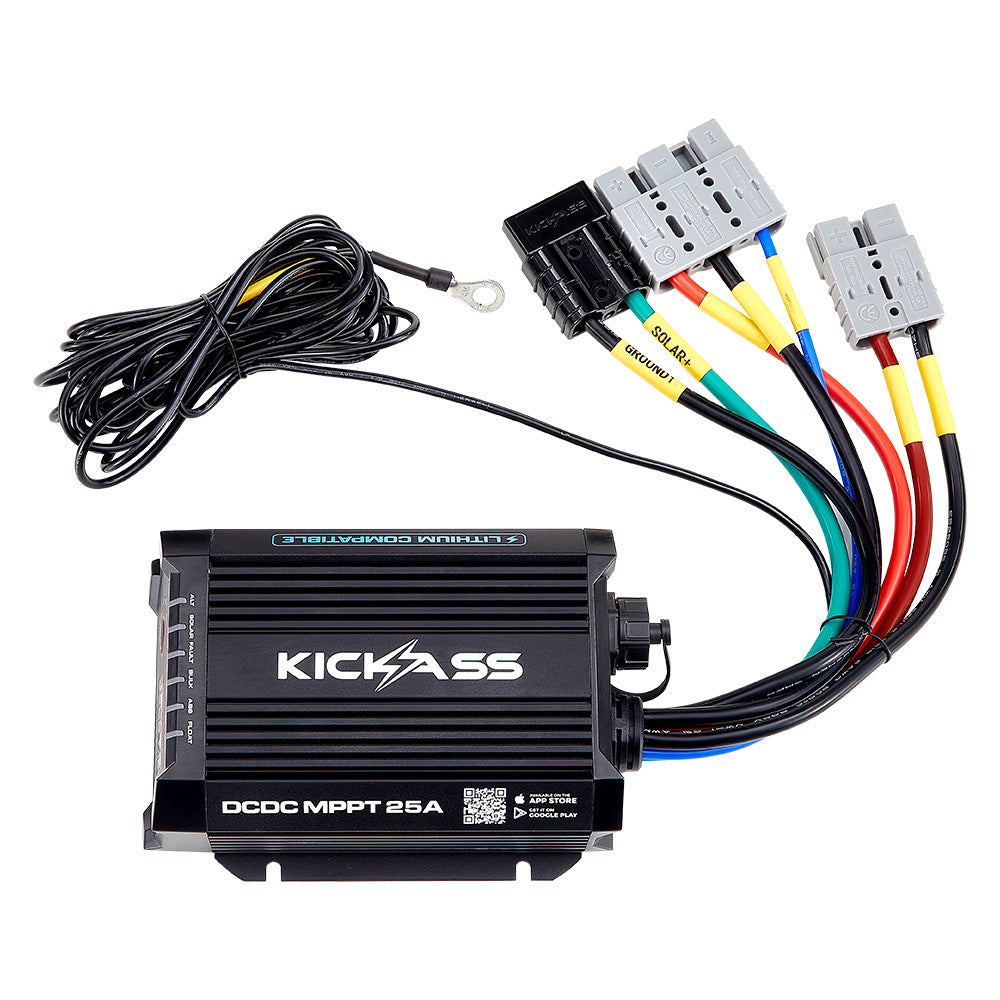 KickAss Smart 12V/24V 25A DCDC Charger With Solar MPPT + Integrated Bluetooth + Pre-Wired Anderson - KickAss Products USA