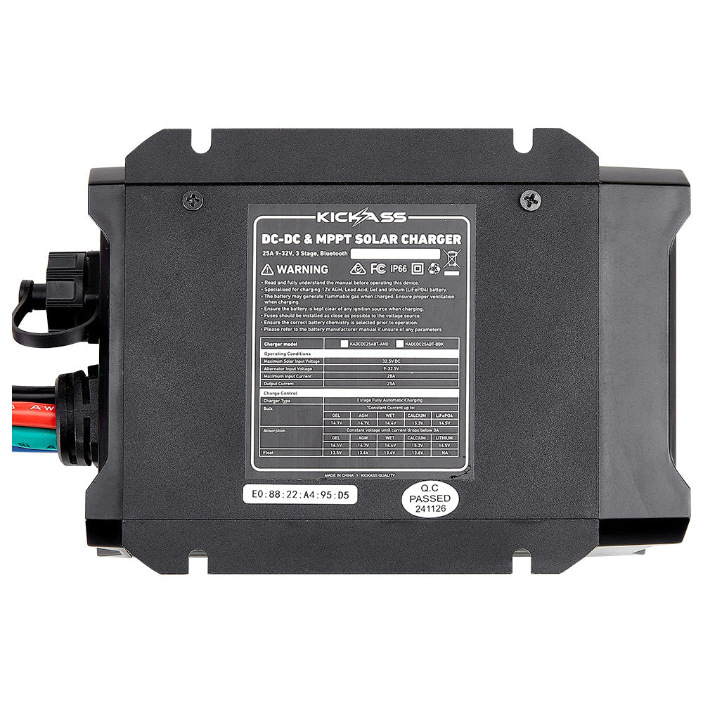 KickAss Smart 12V/24V 25A DCDC Charger With Solar MPPT + Integrated Bluetooth + Pre-Wired Anderson - KickAss Products USA