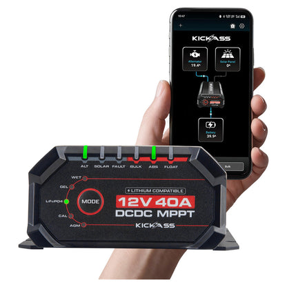 KickAss Smart 12V/24V 40A DCDC Charger With Solar MPPT + Integrated Bluetooth + Pre-Wired Anderson - KickAss Products USA