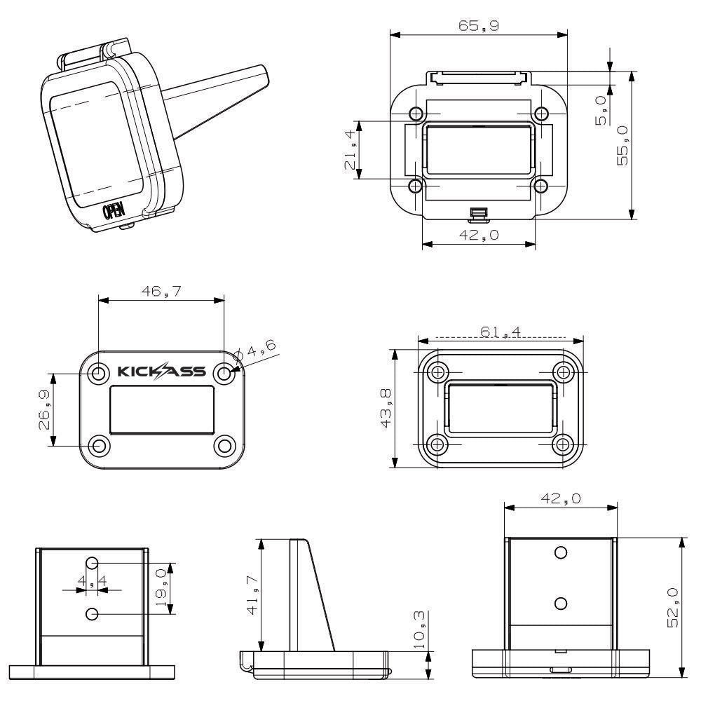 KickAss Panel Mount 50A Anderson Style Connector with Dust Cover