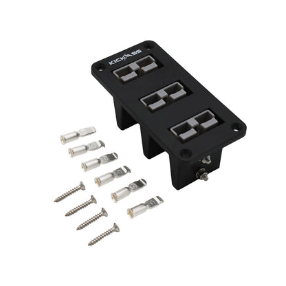 KickAss Triple 50A Anderson Flush Mount 2 Hole Panel | Grey 50A Connector