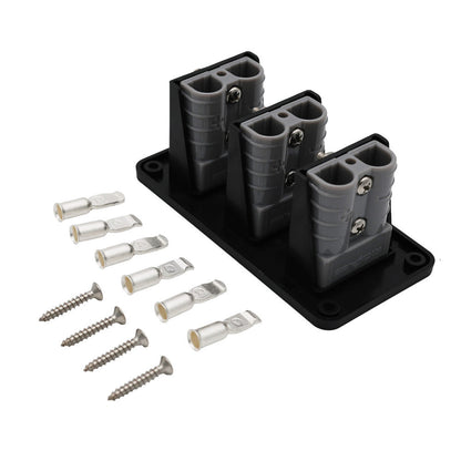 KickAss Triple 50A Anderson Flush Mount 2 Hole Panel | Grey 50A Connector