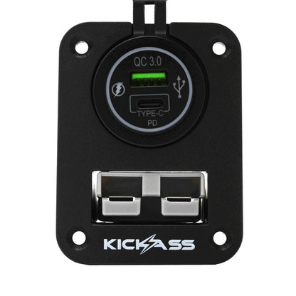 KickAss Double Flush Mount Housing - 50A Anderson Style Plug (USB A+C)
