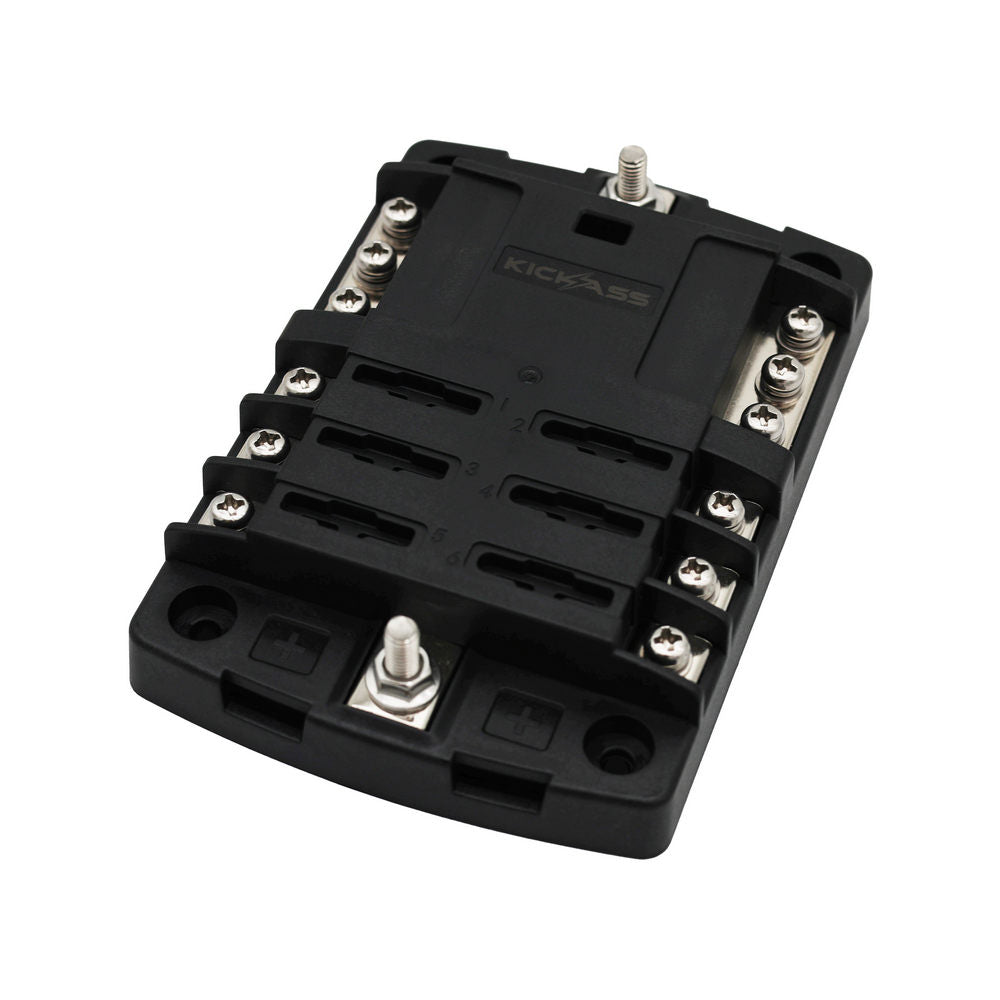 KickAss 6-Circuit Fuse Block with Standard Blade Fuse, Busbar, and Cover