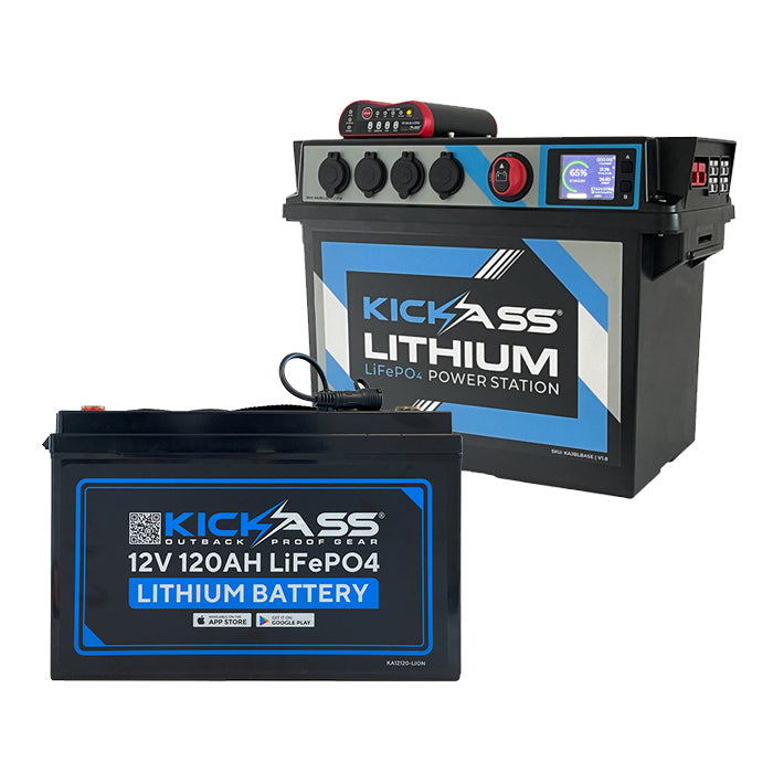 KickAss Portable Lithium Power Station with DCDC Charger & 120AH LiFeP04 Lithium Battery Combo - KickAss Products USA, Lithium Battery Combo, Lithium Battery Pack, Plug and Play Lithium Battery Kit, DCDC Kit, DCDC Charger, Quality Power Station, Quality Battery Box, Power Station, 12 Volt Power Station, 12 Volt Lithium Power Station, Durable Battery Box, Plug and Play Battery Box, LIght Battery Box, Portable Power, Portable plug and play, 