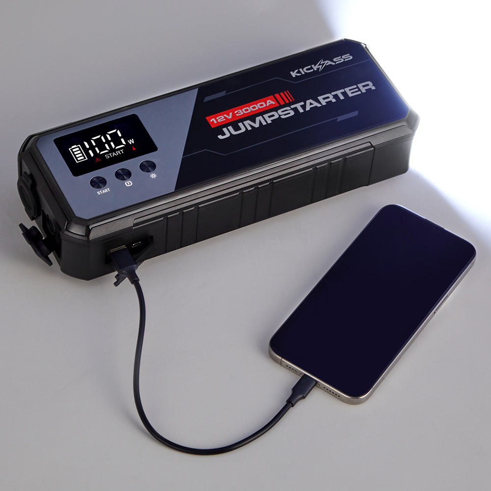 Kickass Power Boost 3000A Lithium Jump Starter with Power Bank -  5500A Peak