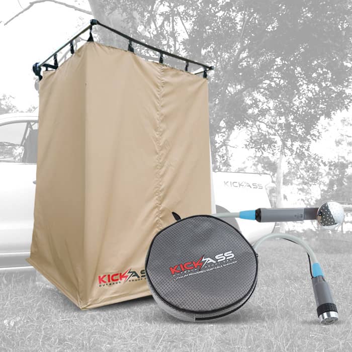 KickAss Shower Tent & Portable Lithium Shower