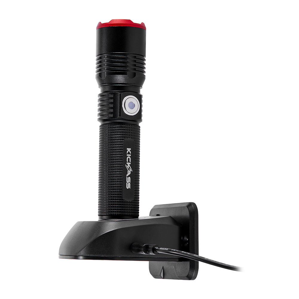 KickAss LED Torch Flashlight with Charging Dock & Wall Mount