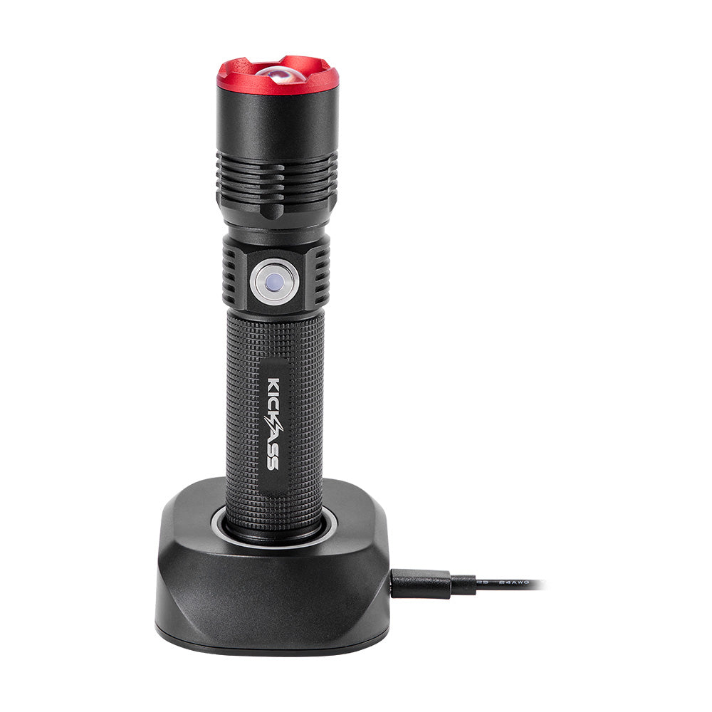 KickAss LED Torch Flashlight with Charging Dock & Wall Mount