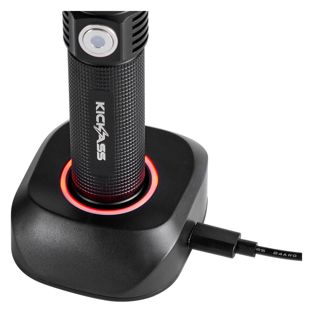 KickAss LED Torch Flashlight with Charging Dock & Wall Mount