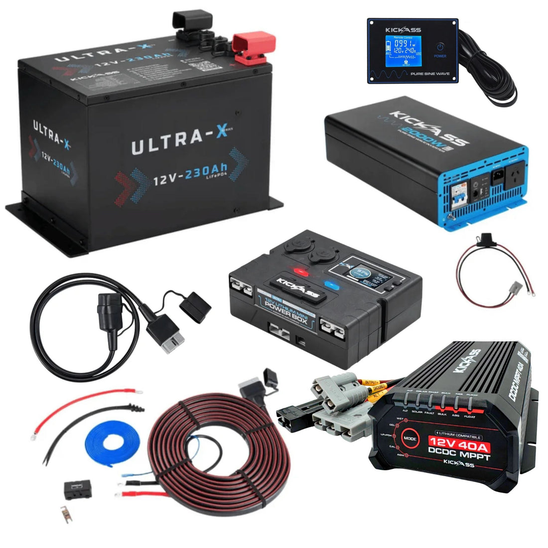 12V 230Ah Ultra-X Compact Lithium Dual Battery Kit with 2000W Inverter ...