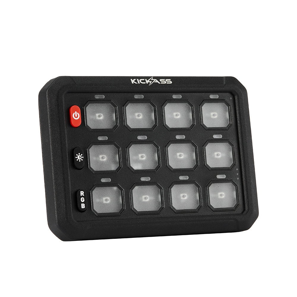 KickAss 12/24V 12 Gang Wireless Switch Panel with Magnetic Charging Cradle - MKII - KickAss Products USA