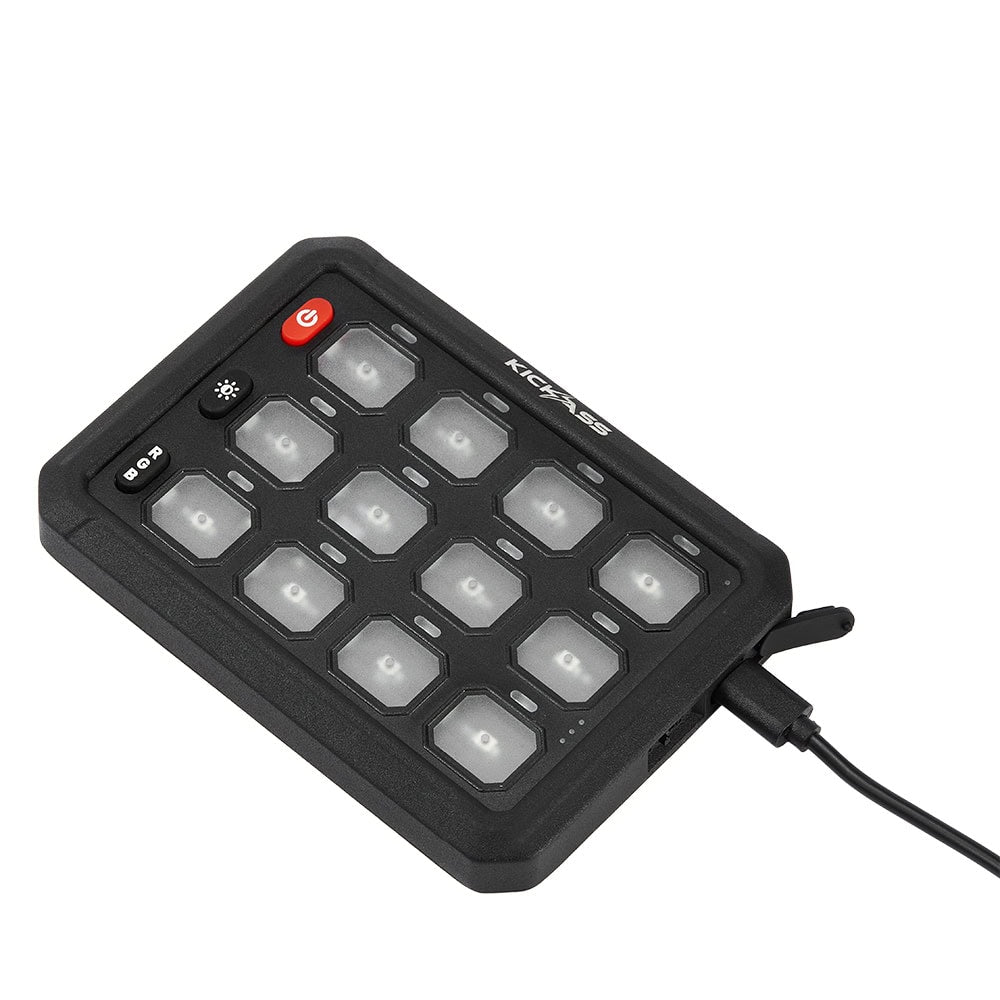 KickAss 12/24V 12 Gang Wireless Switch Panel with Magnetic Charging Cradle - MKII - KickAss Products USA