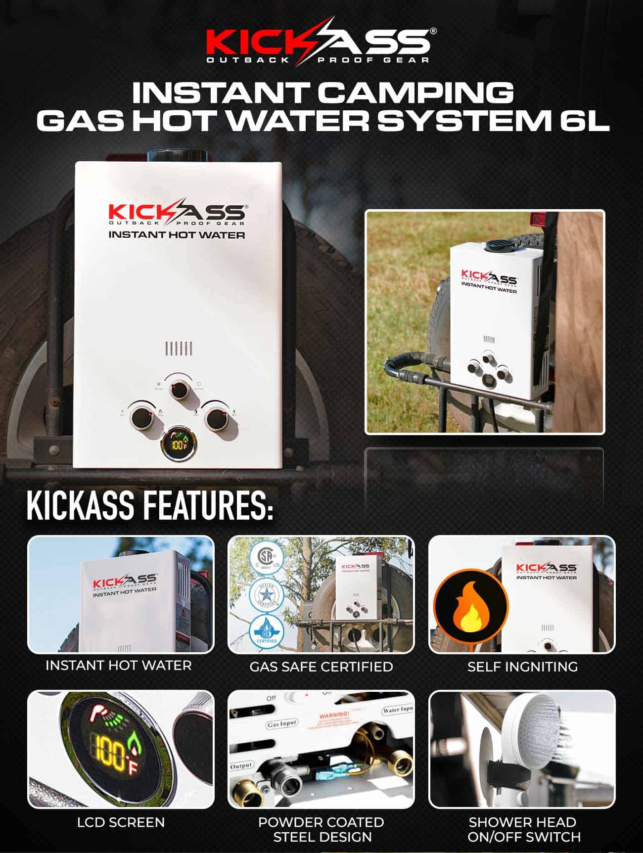 KickAss Gas Hot Water System & 6L Pump